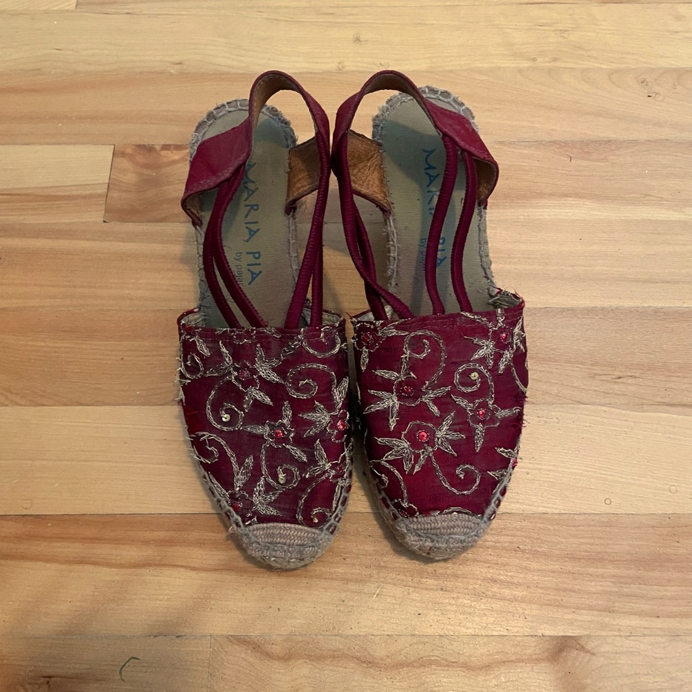 Women's Red Embroidered Espadrilles